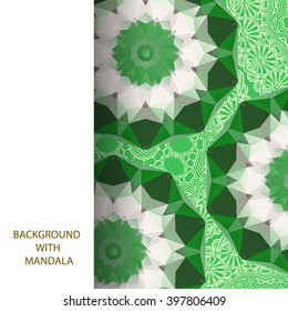Circular floral ornament . Mandala . Ornamental background in green tones