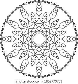 patrón floral circular. dibujo de contorno en blanco y negro. coloreado, bordado, patrón, impresión.