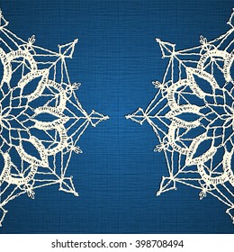 Circular floral pattern, crochet mandala. Vector illustration.