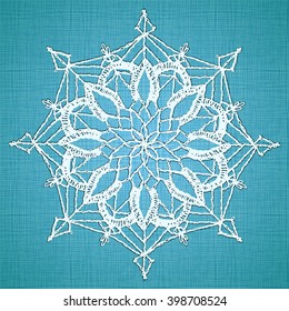 Circular floral pattern, crochet mandala. Vector illustration.