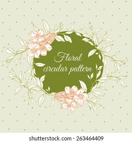 Circular floral pattern hand painted for a card or invitation card. variable vector illustration of the constituent elements