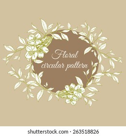 Circular floral pattern hand painted for a card or invitation card. variable vector illustration of the constituent elements