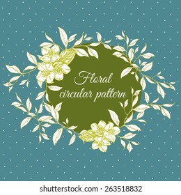 Circular floral pattern hand painted for a card or invitation card. variable vector illustration of the constituent elements