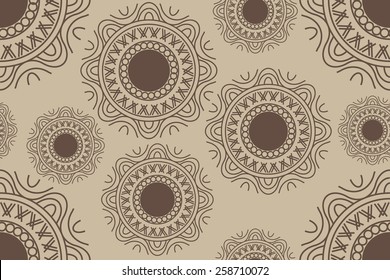 Circular floral  pattern on brown background