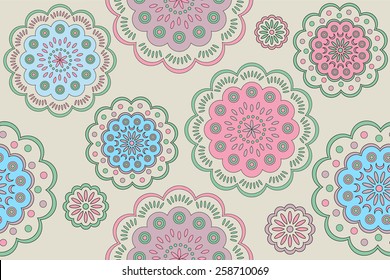 Circular floral  pattern on grey background