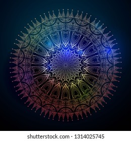 Circular floral pattern, oriental art concept. Mandala. Banner Abstract background