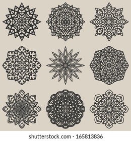 circular floral pattern set - vector illustration