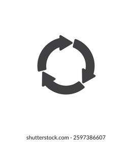 Circular flowchart with arrows vector icon. filled flat sign for mobile concept and web design. Agile Methodology glyph icon. Symbol, logo illustration. Vector graphics