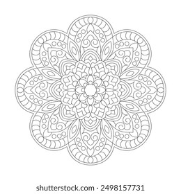 Circular Flower Design coloring book mandala design