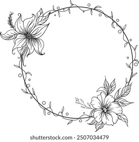 Circular Flower frame invitation card