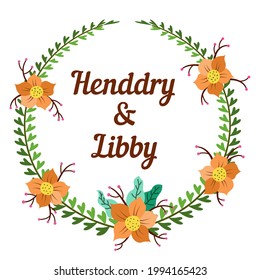 circular flower and leaf vector design, with a flat and colorful design
