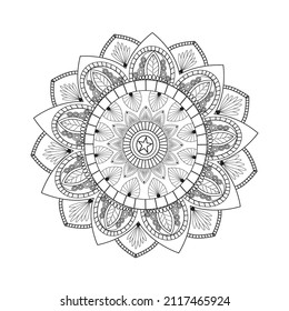 
Página de Colores de Mandala de Flor Circular. diseño de papel pintado, patrón de título, camiseta, tarjeta de saludo, pegatina y tatuaje. decoración de diseño interior.fondo blanco,
ilustración vectorial.