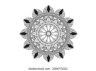 Circular flower mandala ornament pattern for Henna, Mehndi,frabic decoration.Decorative coloring page ornament in ethnic oriental style.hand draw vector illustration.