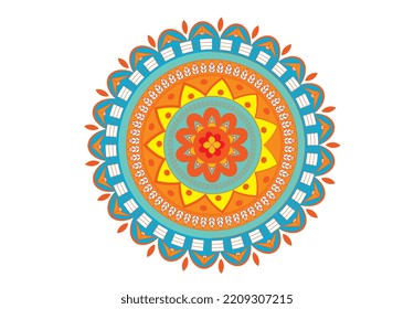 Patrón de ornamento de flores circulares mandala para Henna, Mehndi, decoración frabic. Ornamento de página decorativa vintage en estilo oriental étnico.ilustración vectorial dibujada a mano.