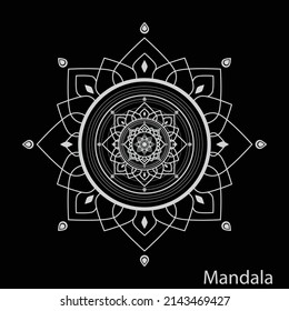 Circular flower mandala pattern for Henna, Mehndi, tattoo, decoration. Decorative ornament in ethnic oriental style. Outline doodle hand draw vector illustration.