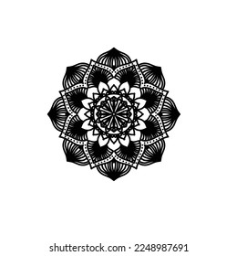 Circular flower mandala pattern for Henna, Mehndi, tattoo, decoration. Decorative ornament in ethnic oriental style. Outline doodle hand draw vector illustration.