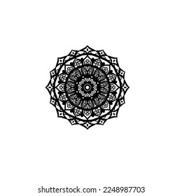 Patrón de flores circulares mandala para Henna, Mehndi, tatuaje, decoración. La decoración es de estilo étnico oriental. Dibujar ilustración vectorial con la mano del garabato de contorno.