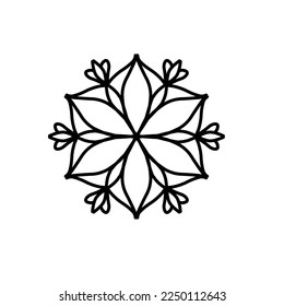 Circular flower mandala pattern for Henna, Mehndi, tattoo, decoration. Decorative ornament in ethnic oriental style. Outline doodle hand draw vector