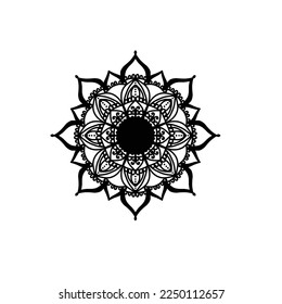 Circular flower mandala pattern for Henna, Mehndi, tattoo, decoration. Decorative ornament in ethnic oriental style. Outline doodle hand draw vector