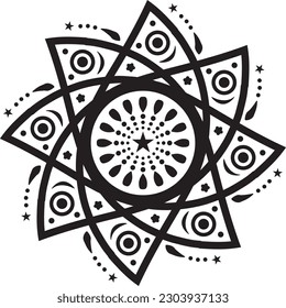 Patrón de flores circulares mandala para Henna, Mehndi, tatuaje, decoración. La decoración es de estilo étnico oriental. Dibujar ilustración vectorial con la mano del garabato de contorno.