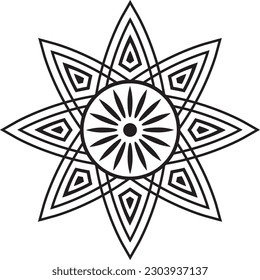 Circular flower mandala pattern for Henna, Mehndi, tattoo, decoration. Decorative ornament in ethnic oriental style. Outline doodle hand draw vector illustration.