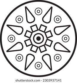 Zirkuläre Blume Mandala Muster für Henna, Mehndi, Tattoo, Dekoration. Dekorative Ornamente im orientalischen Stil. Umrissdoodle Hand ziehen Vektorgrafik.