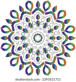 Circular flower mandala pattern for Henna, Mehndi, Decoration. Decorative ornament in ethnic oriental style. Outline doodle hand draw vector illustration.   