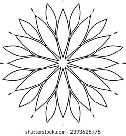 Circular flower mandala pattern for Henna, Mehndi, Decoration. Decorative ornament in ethnic oriental style. Outline doodle hand draw vector illustration.   