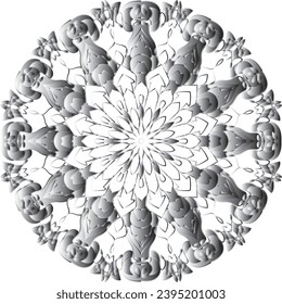 Patrón de flores circulares mandala para Henna, Mehndi, Decoración. La decoración es de estilo étnico oriental. Dibujar ilustración vectorial con la mano del garabato de contorno.   