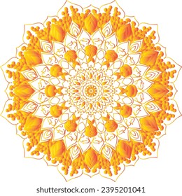 Circular flower mandala pattern for Henna, Mehndi, Decoration. Decorative ornament in ethnic oriental style. Outline doodle hand draw vector illustration.   
