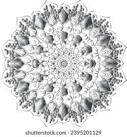Circular flower mandala pattern for Henna, Mehndi, Decoration. Decorative ornament in ethnic oriental style. Outline doodle hand draw vector illustration.   