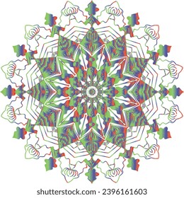Circular flower mandala pattern for Henna, Mehndi, Decoration. Decorative ornament in ethnic oriental style. Outline doodle hand draw vector illustration.   