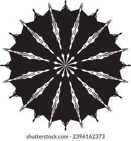 Patrón de flores circulares mandala para Henna, Mehndi, Decoración. La decoración es de estilo étnico oriental. Dibujar ilustración vectorial con la mano del garabato de contorno.   