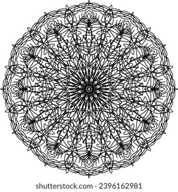 Circular flower mandala pattern for Henna, Mehndi, Decoration. Decorative ornament in ethnic oriental style. Outline doodle hand draw vector illustration.   