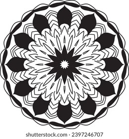 Patrón de flores circulares mandala para Henna, Mehndi, Decoración. La decoración es de estilo étnico oriental. Dibujar ilustración vectorial con la mano del garabato de contorno.   
