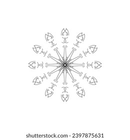 Circular flower mandala pattern for Henna, Mehndi, Decoration. Decorative ornament in ethnic oriental style. Outline doodle hand draw vector illustration.   