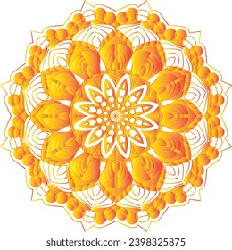 Circular flower mandala pattern for Henna, Mehndi, Decoration. Decorative ornament in ethnic oriental style. Outline doodle hand draw vector illustration.   