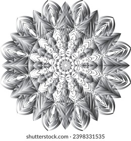 Circular flower mandala pattern for Henna, Mehndi, Decoration. Decorative ornament in ethnic oriental style. Outline doodle hand draw vector illustration.   