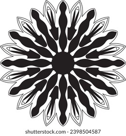 Patrón de flores circulares mandala para Henna, Mehndi, Decoración. La decoración es de estilo étnico oriental. Dibujar ilustración vectorial con la mano del garabato de contorno.   