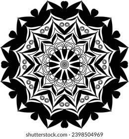 Patrón de flores circulares mandala para Henna, Mehndi, Decoración. La decoración es de estilo étnico oriental. Dibujar ilustración vectorial con la mano del garabato de contorno.   