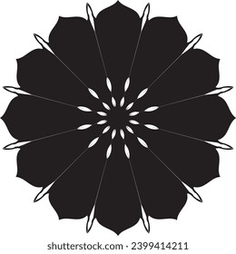 Circular flower mandala pattern for Henna, Mehndi, Decoration. Decorative ornament in ethnic oriental style. Outline doodle hand draw vector illustration.   