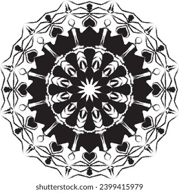 Circular flower mandala pattern for Henna, Mehndi, Decoration. Decorative ornament in ethnic oriental style. Outline doodle hand draw vector illustration.   