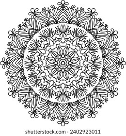 Zirkuläre Blume Mandala Muster für Henna, Mehndi, Dekoration. Dekorative Ornamente im orientalischen Stil. Umrissdoodhand ziehen Vektorgrafik
