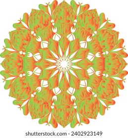 Circular flower mandala pattern for Henna, Mehndi, Decoration. Decorative ornament in ethnic oriental style. Outline doodle hand draw vector illustrat