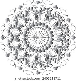 Circular flower mandala pattern for Henna, Mehndi, Decoration. Decorative ornament in ethnic oriental style. Outline doodle hand draw vector illustrat