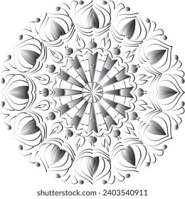 Circular flower mandala pattern for Henna, Mehndi, Decoration. Decorative ornament in ethnic oriental style. Outline doodle hand draw vector illustrat