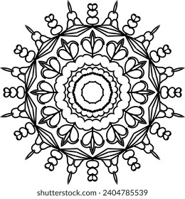 Circular flower mandala pattern for Henna, Mehndi, Decoration. Decorative ornament in ethnic oriental style. Outline doodle hand draw vector illustrat