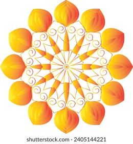 Circular flower mandala pattern for Henna, Mehndi, Decoration. Decorative ornament in ethnic oriental style. Outline doodle hand draw vector illustrat
