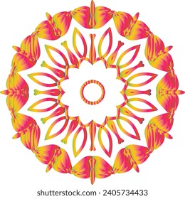 Circular flower mandala pattern for Henna, Mehndi, Decoration. Decorative ornament in ethnic oriental style. Outline doodle hand draw vector illustrat