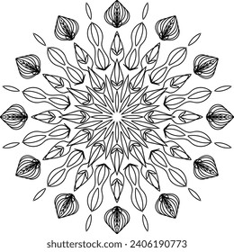 Circular flower mandala pattern for Henna, Mehndi, Decoration. Decorative ornament in ethnic oriental style. Outline doodle hand draw vector illustrat